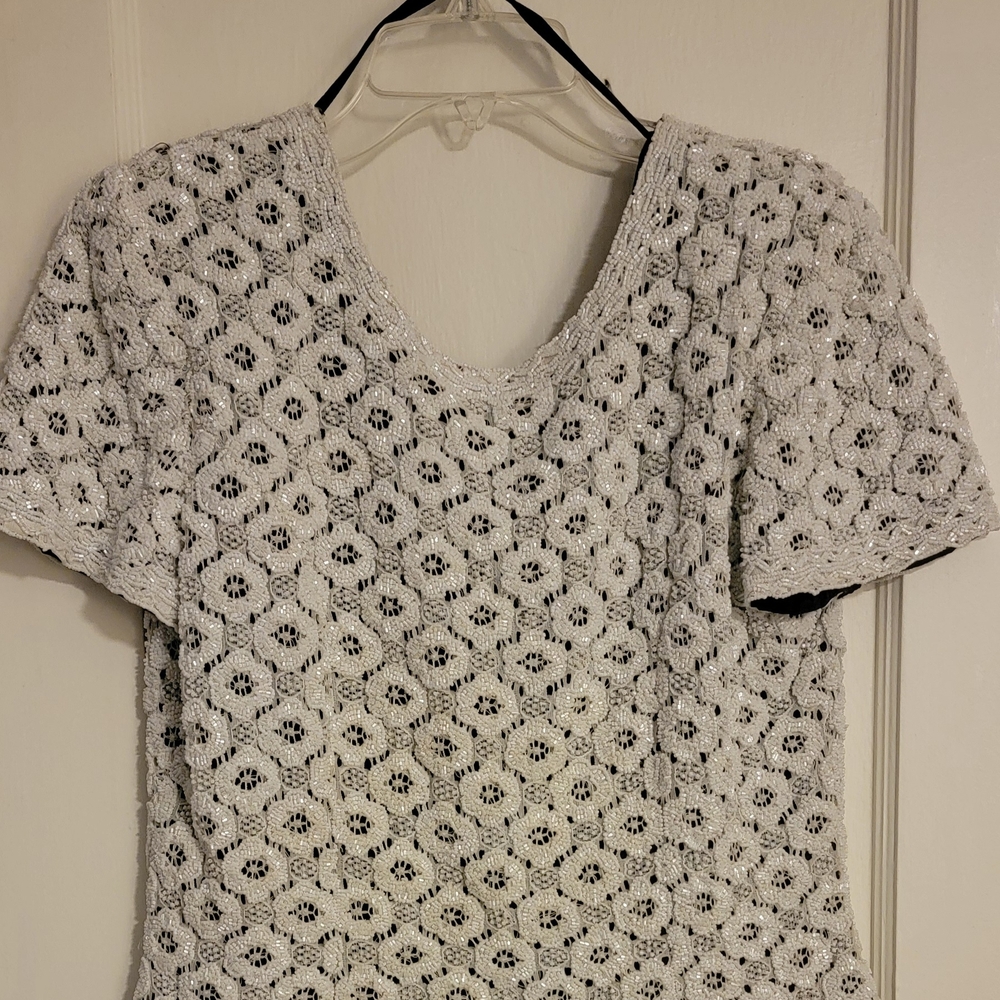 Oleg Cassini Gray Textured Wedding Dress